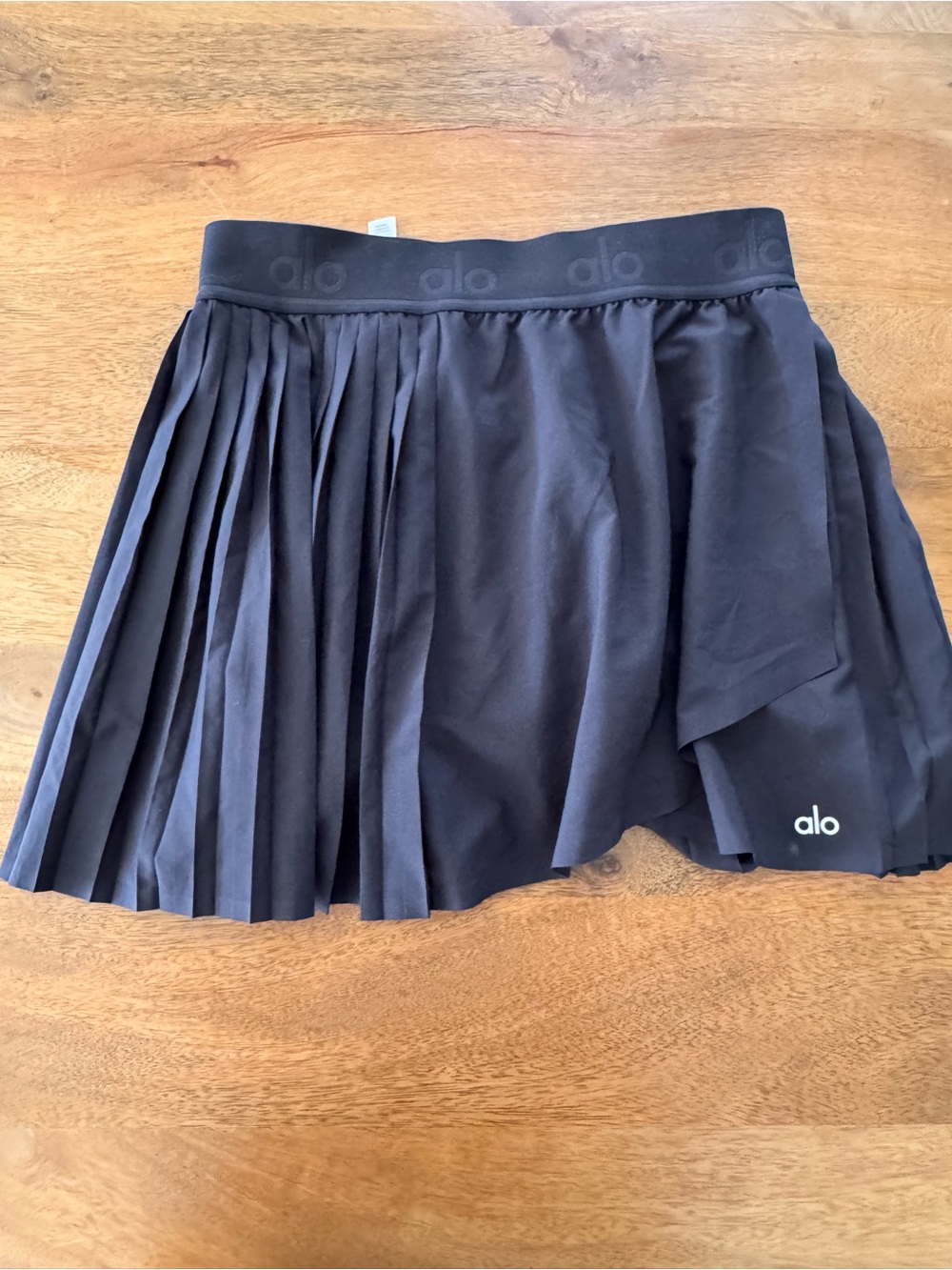 ALO Yoga Black Pleated Skater Skirt